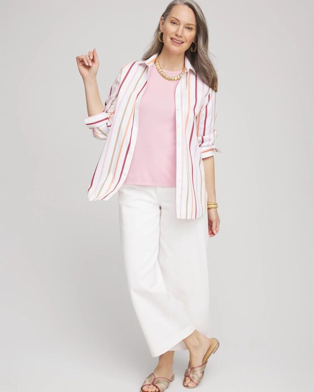 No Iron Striped Stretch-Sateen Shirt - image 2
